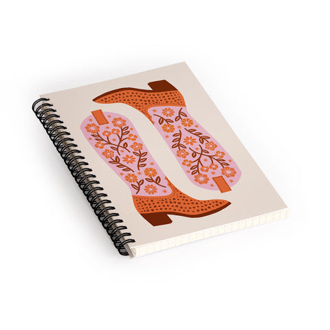 Jessica Molina Cowgirl Boots Pink and Orange Spiral Notebook