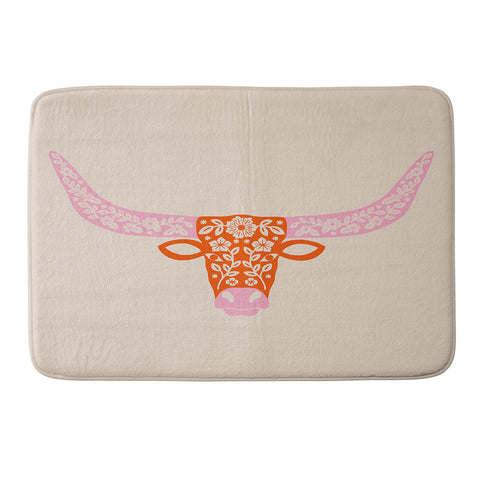Jessica Molina Floral Longhorn Pink and Orange Memory Foam Bath Mat