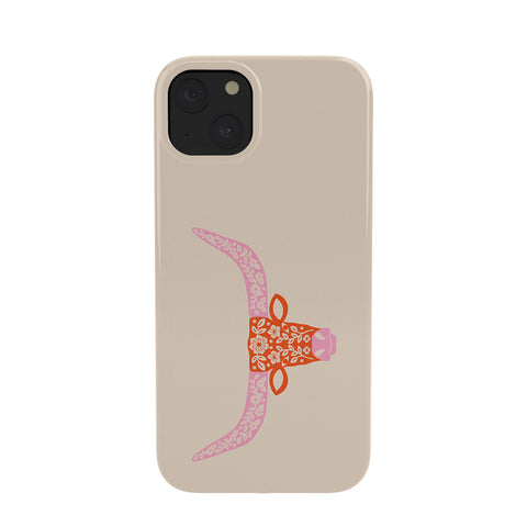 Jessica Molina Floral Longhorn Pink and Orange Phone Case