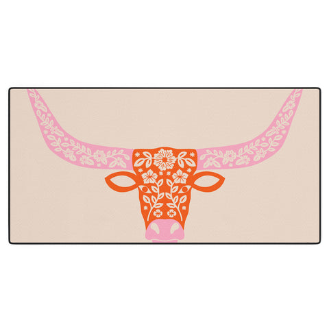 Jessica Molina Floral Longhorn Pink and Orange Desk Mat