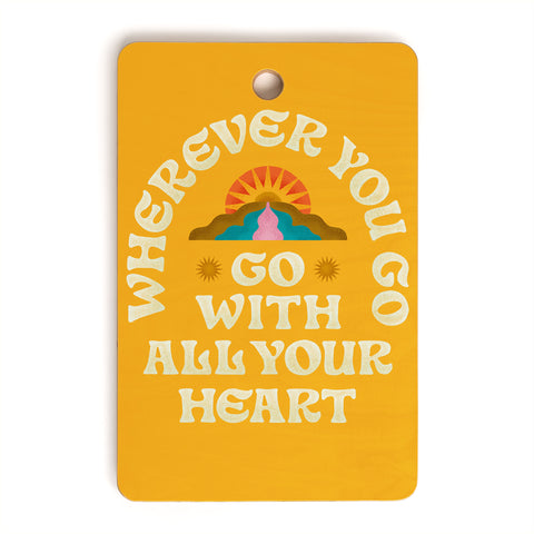 Jessica Molina Go With All Your Heart Yellow Cutting Board Rectangle