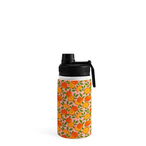 Jessica Molina Orange Pattern on Pink Water Bottle