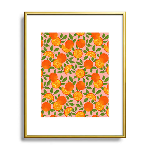 Jessica Molina Orange Pattern on Pink Metal Framed Art Print