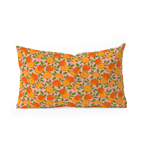 Jessica Molina Orange Pattern on Pink Oblong Throw Pillow