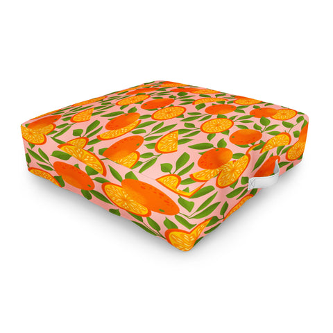 Jessica Molina Orange Pattern on Pink Outdoor Floor Cushion