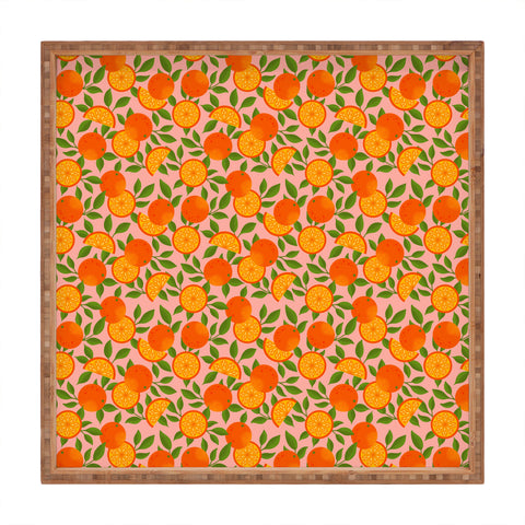 Jessica Molina Orange Pattern on Pink Square Tray