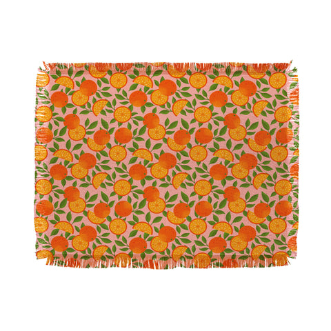 Jessica Molina Orange Pattern on Pink Throw Blanket
