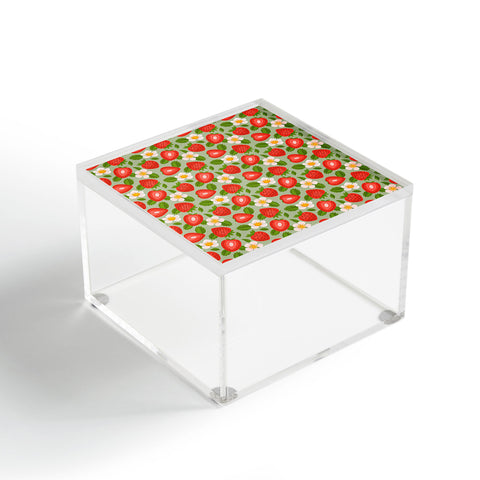 Jessica Molina Strawberry Pattern on Mint Acrylic Box
