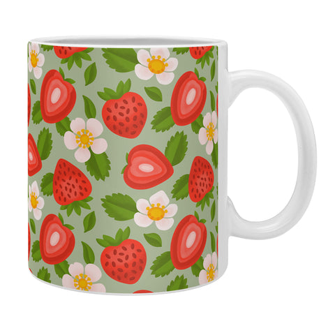 Jessica Molina Strawberry Pattern on Mint Coffee Mug