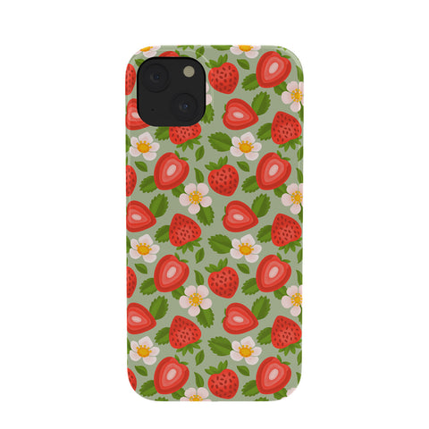 Jessica Molina Strawberry Pattern on Mint Phone Case