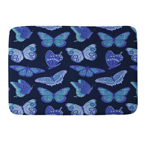 Jessica Molina Texas Butterflies Blue on Navy Memory Foam Bath Mat