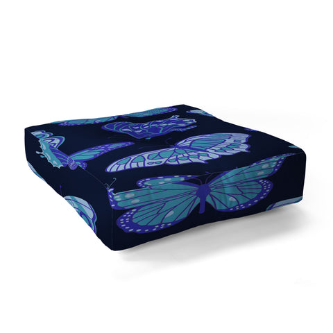 Jessica Molina Texas Butterflies Blue on Navy Floor Pillow Square