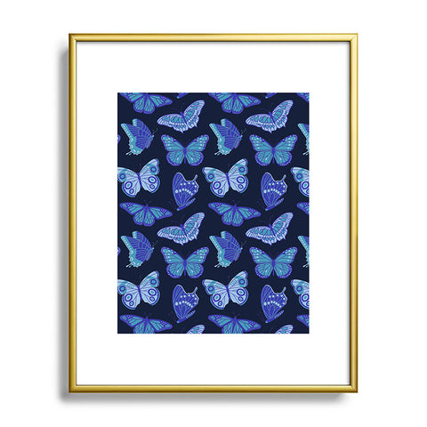 Jessica Molina Texas Butterflies Blue on Navy Metal Framed Art Print