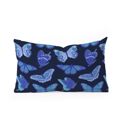 Jessica Molina Texas Butterflies Blue on Navy Oblong Throw Pillow
