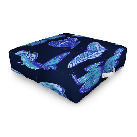 Jessica Molina Texas Butterflies Blue on Navy Outdoor Floor Cushion
