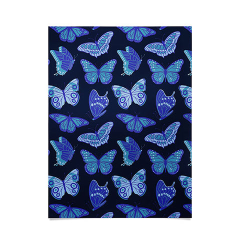 Jessica Molina Texas Butterflies Blue on Navy Poster
