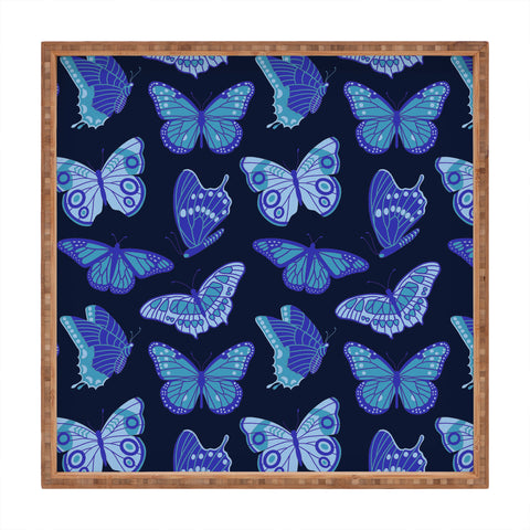 Jessica Molina Texas Butterflies Blue on Navy Square Tray