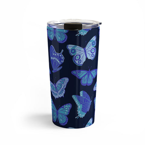 Jessica Molina Texas Butterflies Blue on Navy Travel Mug
