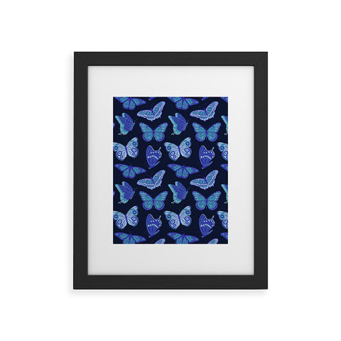 Jessica Molina Texas Butterflies Blue on Navy Framed Art Print