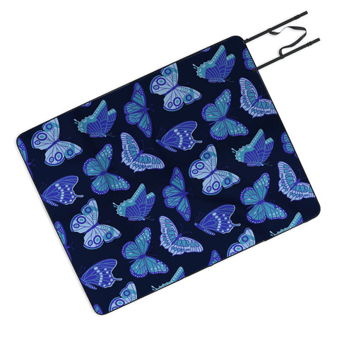 Jessica Molina Texas Butterflies Blue on Navy Picnic Blanket