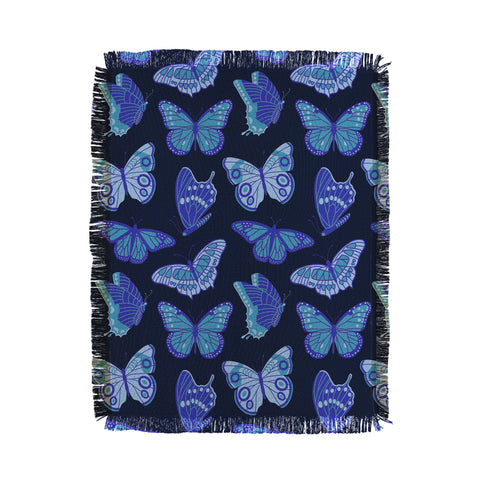 Jessica Molina Texas Butterflies Blue on Navy Throw Blanket