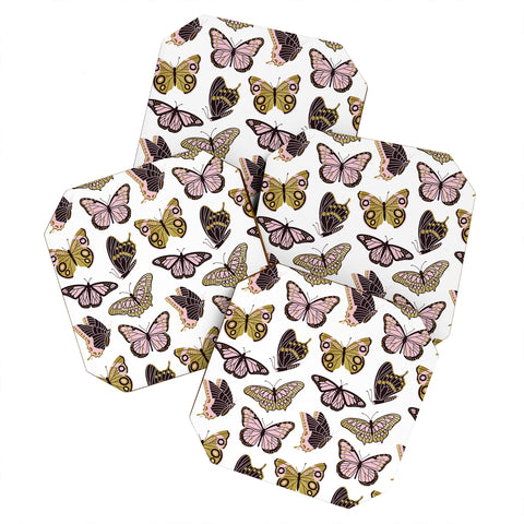 Jessica Molina Texas Butterflies Blush and Gold Coaster Set