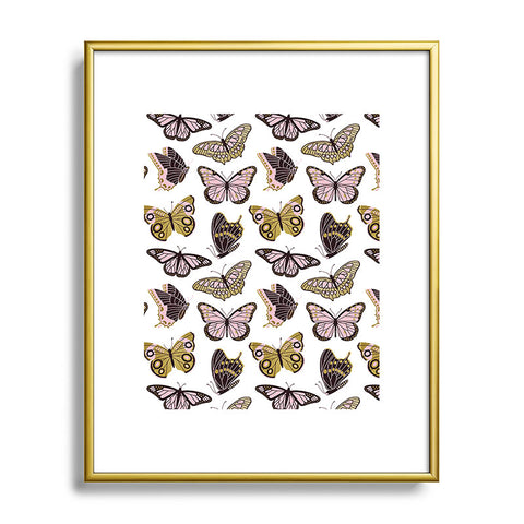 Jessica Molina Texas Butterflies Blush and Gold Metal Framed Art Print