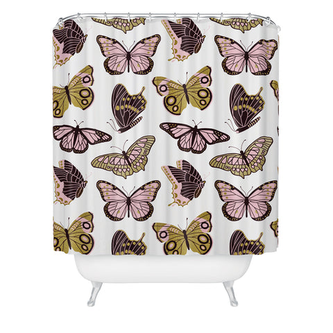Jessica Molina Texas Butterflies Blush and Gold Shower Curtain