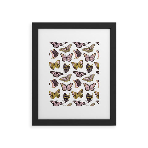Jessica Molina Texas Butterflies Blush and Gold Framed Art Print