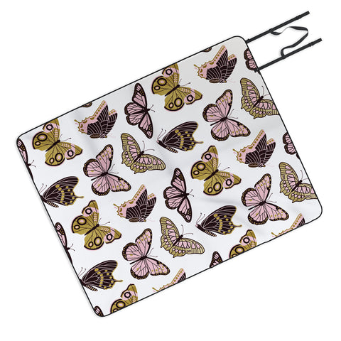 Jessica Molina Texas Butterflies Blush and Gold Picnic Blanket