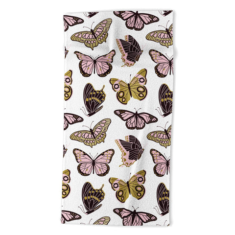 Jessica Molina Texas Butterflies Blush and Gold Beach Towel