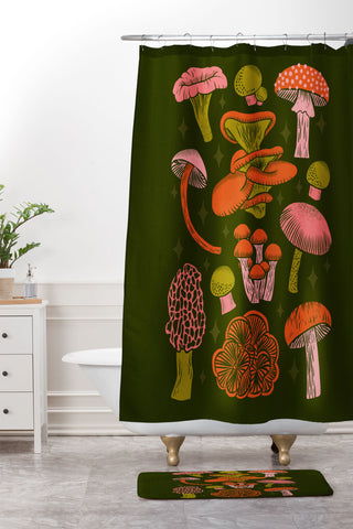 Jessica Molina Texas Mushrooms Bright Multi Shower Curtain And Mat