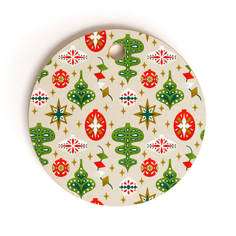 Jessica Molina Vintage Christmas Ornaments Cutting Board Round