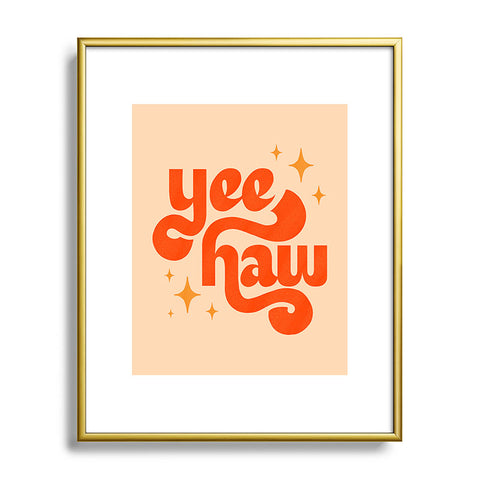 Jessica Molina Yee Haw Orange on Cream Metal Framed Art Print