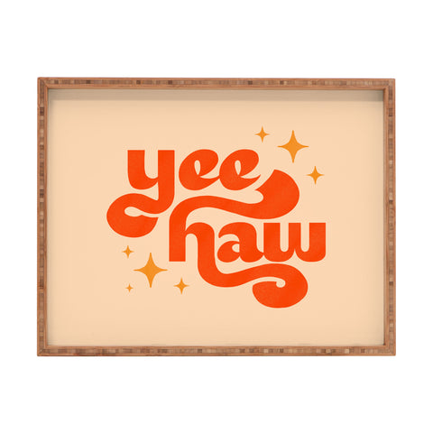Jessica Molina Yee Haw Orange on Cream Rectangular Tray