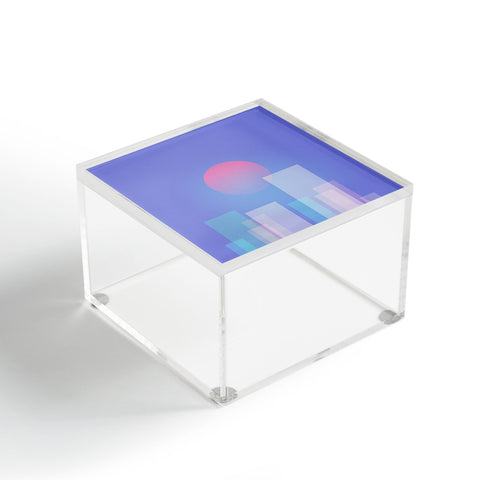 Jimmy Tan Abstract geometric pixel city Acrylic Box