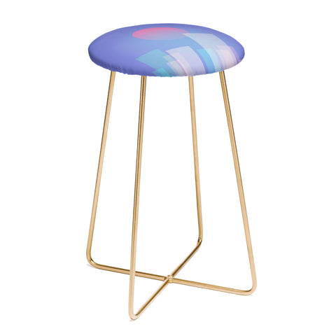 Jimmy Tan Abstract geometric pixel city Counter Stool