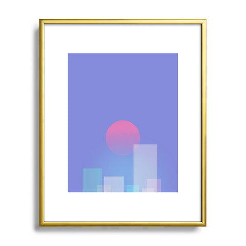 Jimmy Tan Abstract geometric pixel city Metal Framed Art Print