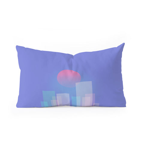 Jimmy Tan Abstract geometric pixel city Oblong Throw Pillow