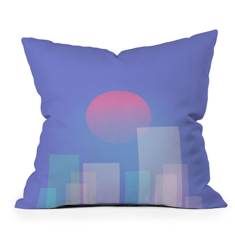 Jimmy Tan Abstract geometric pixel city Outdoor Throw Pillow