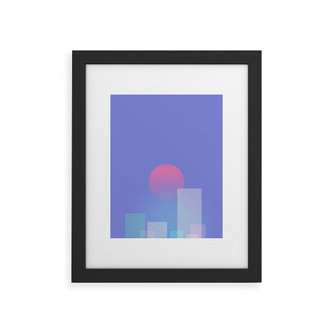 Jimmy Tan Abstract geometric pixel city Framed Art Print