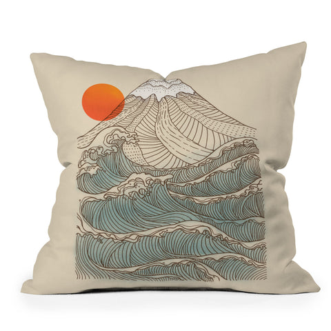 Jimmy Tan Mount Fuji the great wave Outdoor Throw Pillow