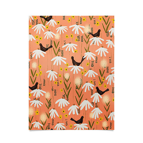 Joy Laforme Blooms of Dandelions and Wild Daisies Poster