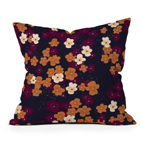 Joy Laforme Blooms of Mini Pansies Outdoor Throw Pillow