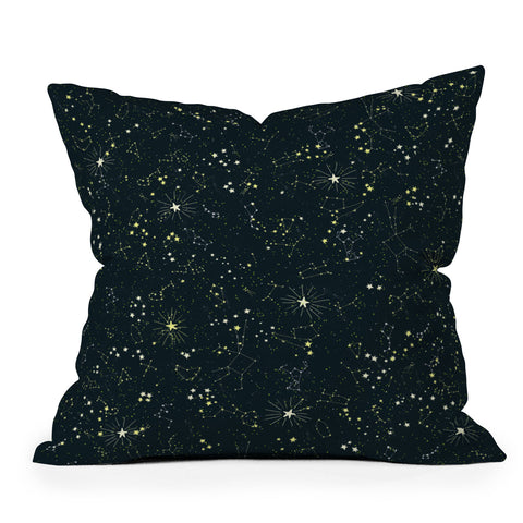 Joy Laforme Constellations In Midnight Blue Outdoor Throw Pillow
