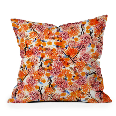 Joy Laforme Floral Forest Orange Outdoor Throw Pillow