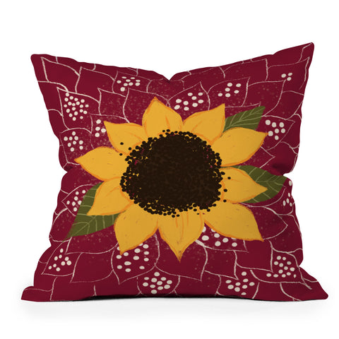 Joy Laforme Folklore Sunflower Outdoor Throw Pillow