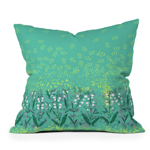 Joy Laforme Lilly Of The Valley In Green Outdoor Throw Pillow