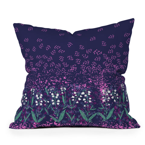 Joy Laforme Lilly Of The Valley In Purple Outdoor Throw Pillow