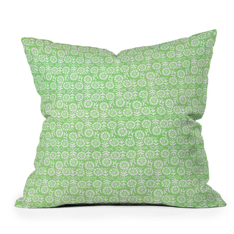 Joy Laforme Mexican Flora In Green Outdoor Throw Pillow